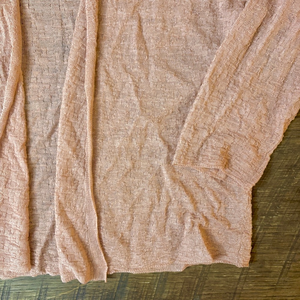 Eileen Fisher Organic Linen Blend Open-Front Cropped Cardigan Coral Size M - Picture 2 of 7
